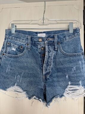 Z Supply Distressed Light Blue Denim Cutoff Shorts
